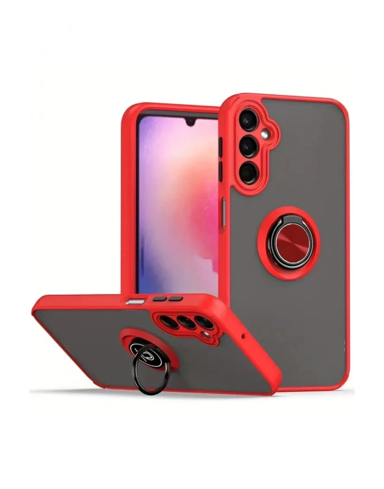 Newface Samsung Galaxy A05S Kılıf Montreal Yüzüklü Silikon Kapak - Kırmızı