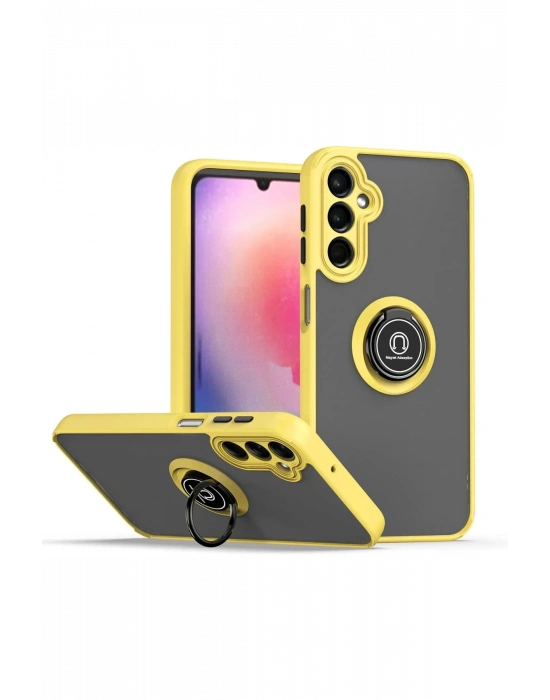 Newface Samsung Galaxy A05S Kılıf Montreal Yüzüklü Silikon Kapak - Sarı