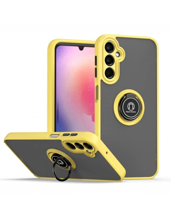 Newface Samsung Galaxy A05S Kılıf Montreal Yüzüklü Silikon Kapak - Sarı