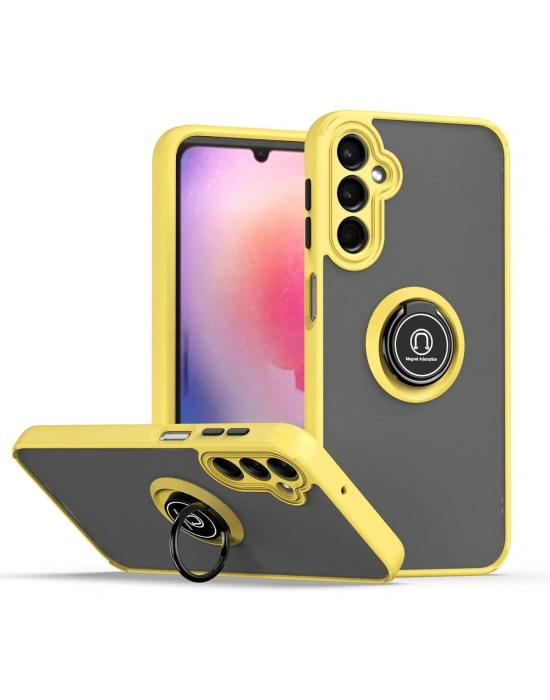 Newface Samsung Galaxy A05S Kılıf Montreal Yüzüklü Silikon Kapak - Sarı