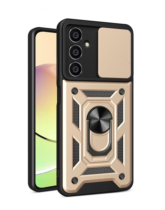 Newface Samsung Galaxy A05S Kılıf Pars Lens Yüzüklü Silikon - Gold