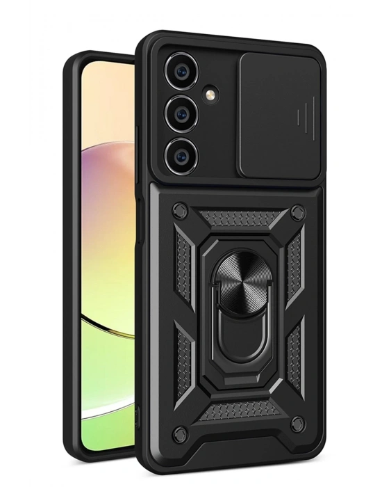 Newface Samsung Galaxy A05S Kılıf Pars Lens Yüzüklü Silikon - Siyah