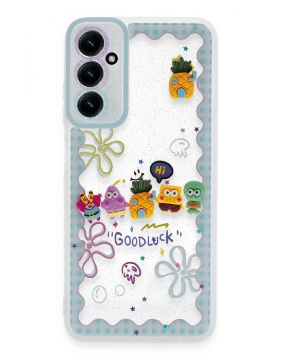 Newface Samsung Galaxy A05S Kılıf Sweet Desenli Silikon Kapak - Açık Mavi