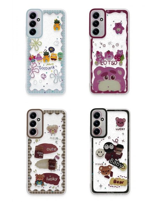 Newface Samsung Galaxy A05S Kılıf Sweet Desenli Silikon Kapak - Şeffaf