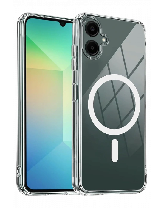 Newface Samsung Galaxy A06 Combo Sert Şeffaf Magsafe Kapak - Şeffaf