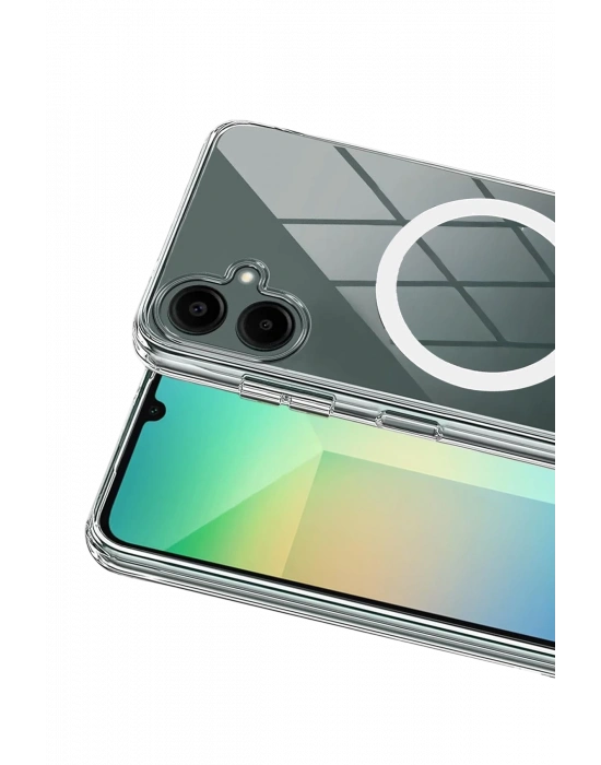 Newface Samsung Galaxy A06 Combo Sert Şeffaf Magsafe Kapak - Şeffaf