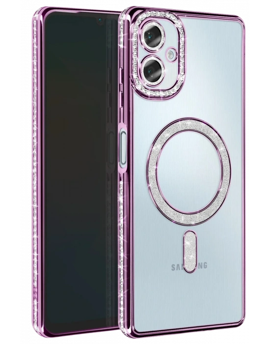 Newface Samsung Galaxy A06 Joke Simli Magneticsafe Kılıf - Derin Mor