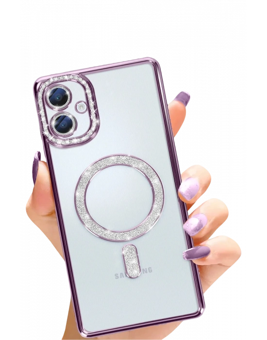 Newface Samsung Galaxy A06 Joke Simli Magneticsafe Kılıf - Derin Mor