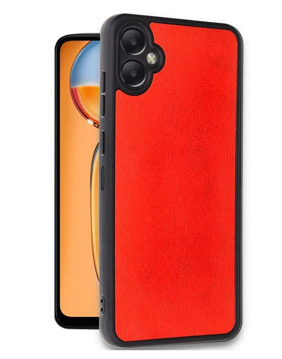 Newface Samsung Galaxy A06 Kılıf Aras Deri Kapak - Kırmızı