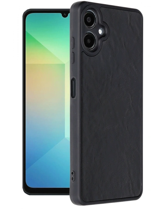 Newface Samsung Galaxy A06 Kılıf Aras Deri Kapak - Siyah