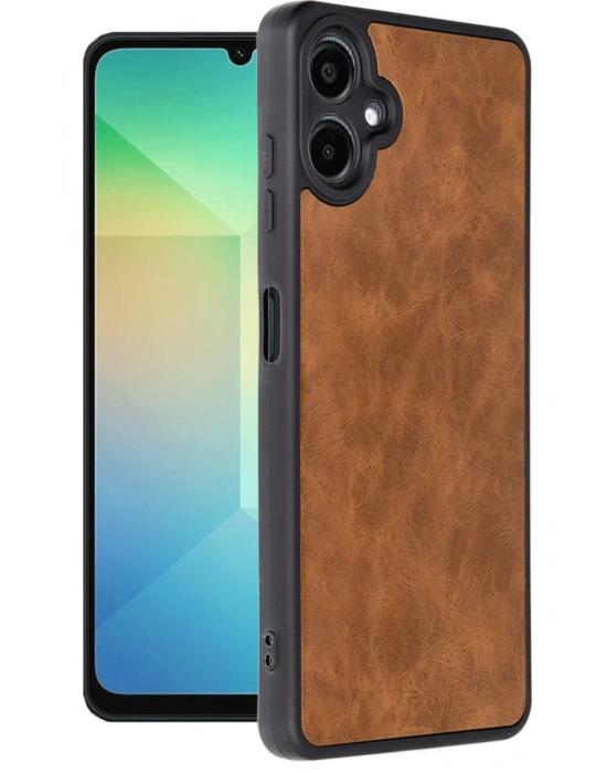 Newface Samsung Galaxy A06 Kılıf Aras Deri Kapak - Taba
