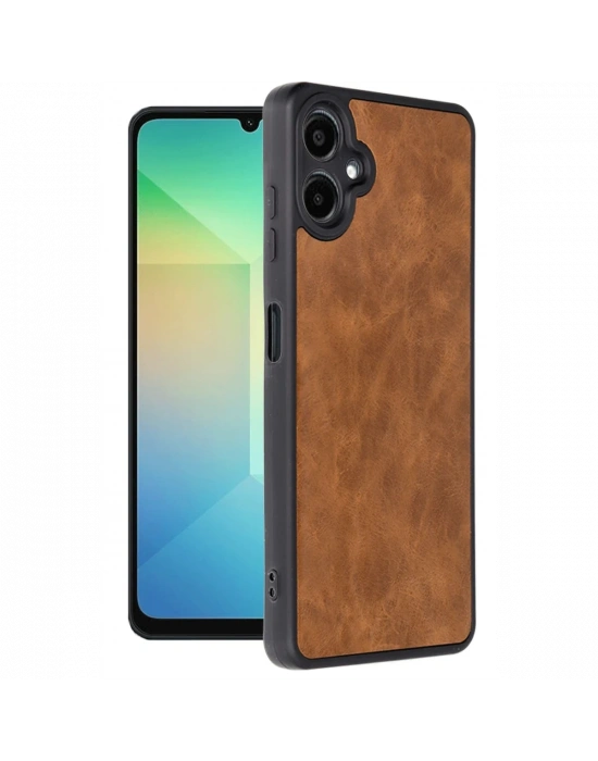 Newface Samsung Galaxy A06 Kılıf Aras Deri Kapak - Taba