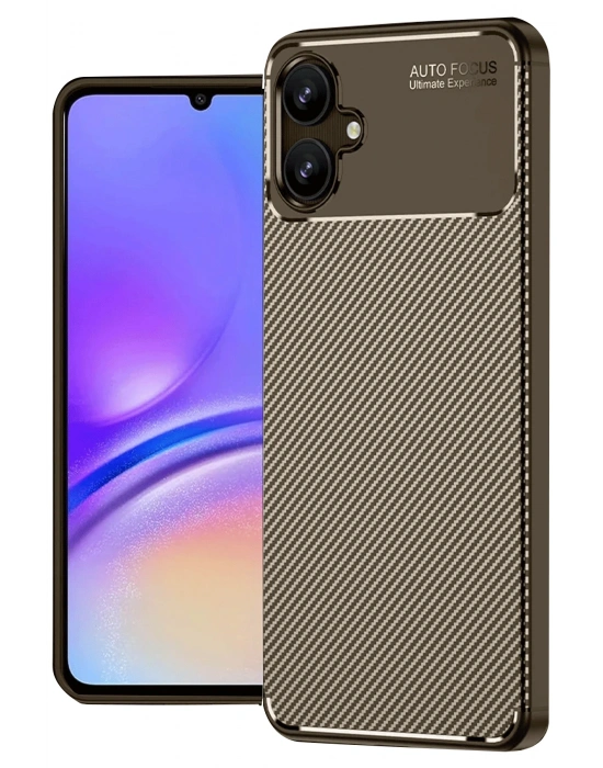 Newface Samsung Galaxy A06 Kılıf Auto Focus Karbon Kapak - Kahverengi