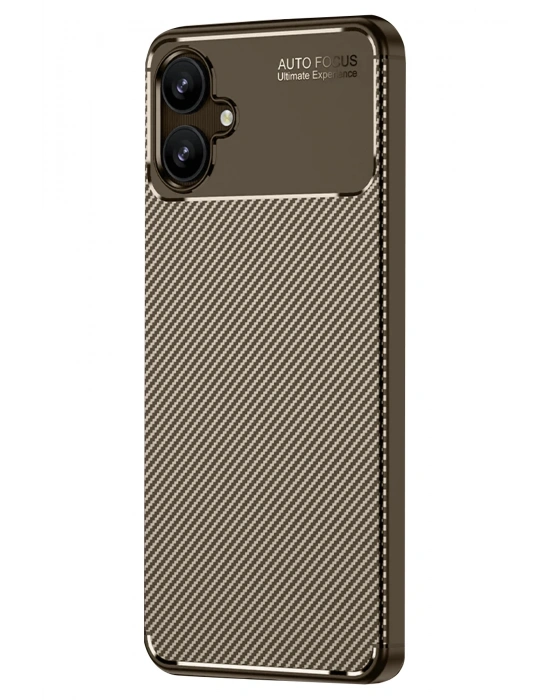 Newface Samsung Galaxy A06 Kılıf Auto Focus Karbon Kapak - Kahverengi