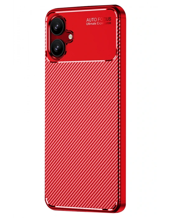 Newface Samsung Galaxy A06 Kılıf Auto Focus Karbon Kapak - Kırmızı