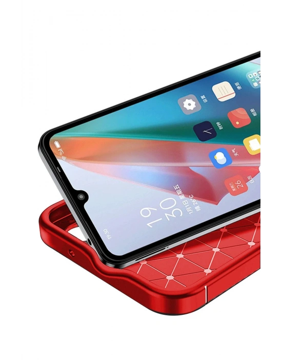 Newface Samsung Galaxy A06 Kılıf Auto Focus Karbon Kapak - Kırmızı