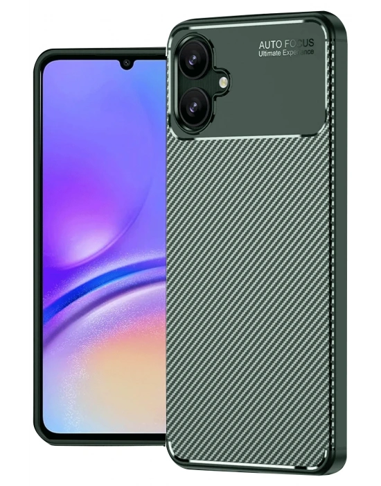 Newface Samsung Galaxy A06 Kılıf Auto Focus Karbon Kapak - Koyu Yeşil
