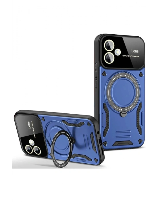 Newface Samsung Galaxy A06 Kılıf Joy Lens Standlı Kapak - Lacivert