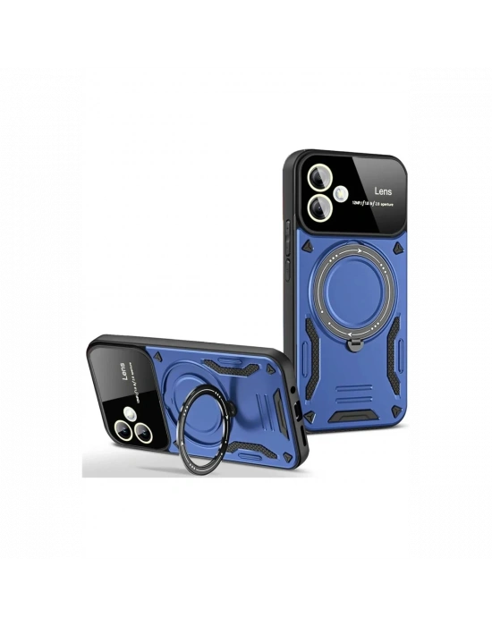 Newface Samsung Galaxy A06 Kılıf Joy Lens Standlı Kapak - Lacivert