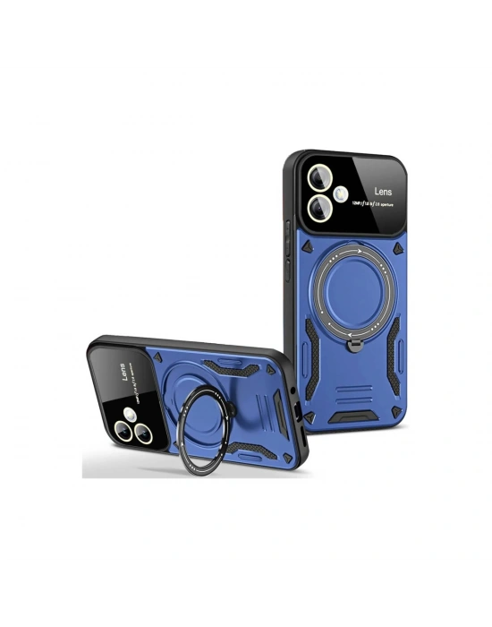 Newface Samsung Galaxy A06 Kılıf Joy Lens Standlı Kapak - Lacivert