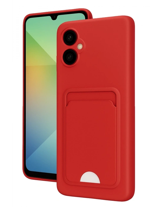 Newface Samsung Galaxy A06 Kılıf Kelvin Kartvizitli Silikon - Kırmızı