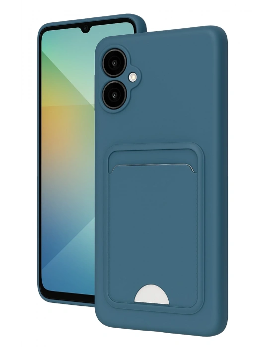 Newface Samsung Galaxy A06 Kılıf Kelvin Kartvizitli Silikon - Mavi
