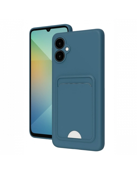 Newface Samsung Galaxy A06 Kılıf Kelvin Kartvizitli Silikon - Mavi
