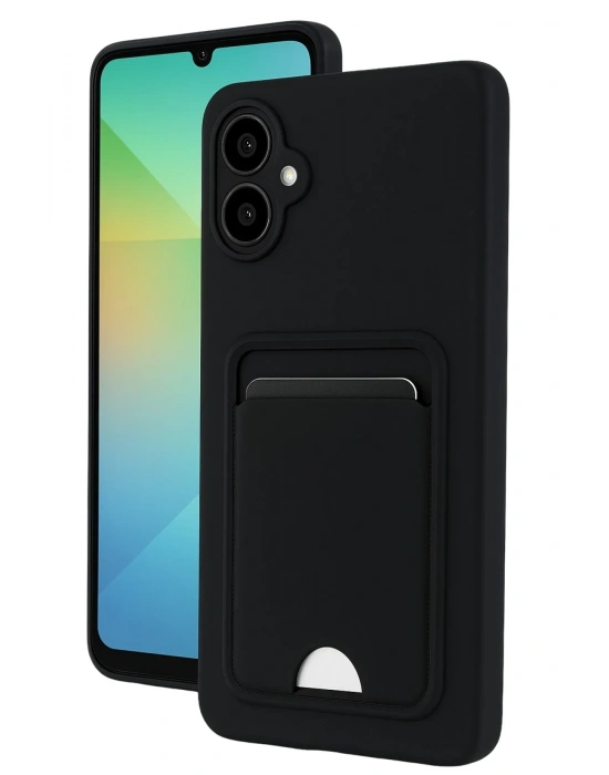 Newface Samsung Galaxy A06 Kılıf Kelvin Kartvizitli Silikon - Siyah