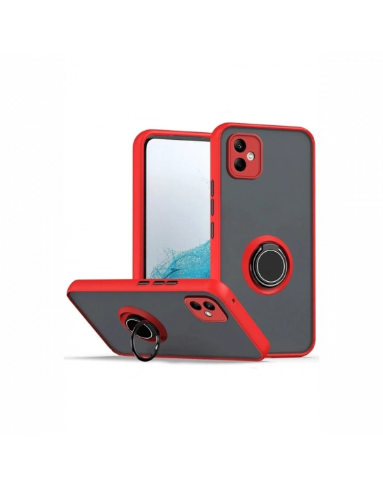 Newface Samsung Galaxy A06 Kılıf Montreal Yüzüklü Silikon Kapak - Kırmızı