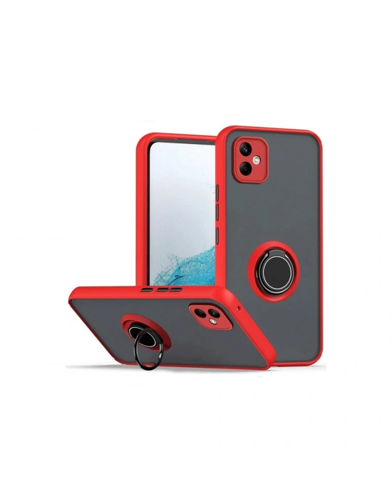 Newface Samsung Galaxy A06 Kılıf Montreal Yüzüklü Silikon Kapak - Kırmızı