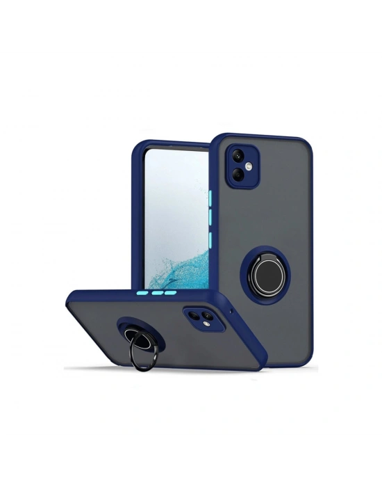 Newface Samsung Galaxy A06 Kılıf Montreal Yüzüklü Silikon Kapak - Lacivert