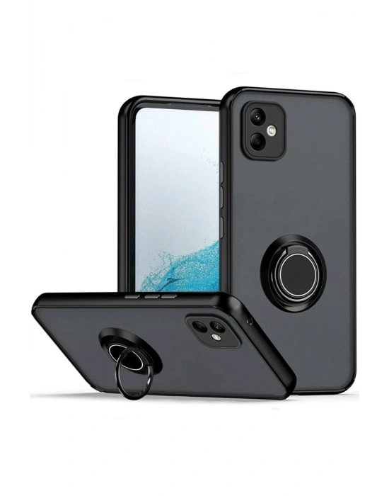 Newface Samsung Galaxy A06 Kılıf Montreal Yüzüklü Silikon Kapak - Siyah