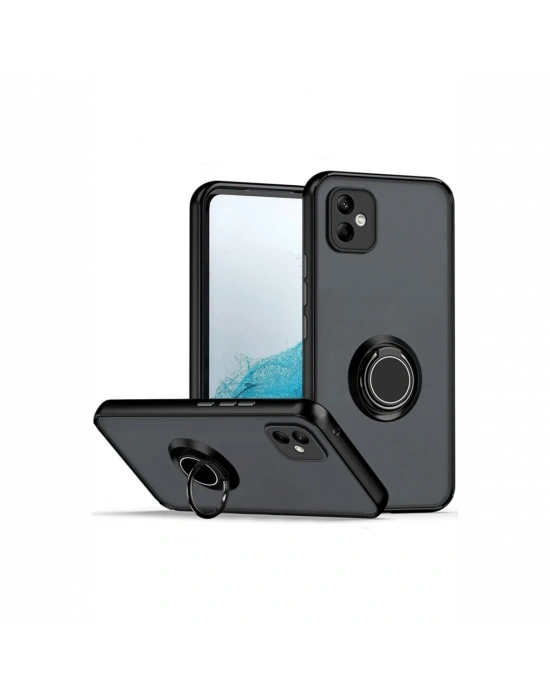 Newface Samsung Galaxy A06 Kılıf Montreal Yüzüklü Silikon Kapak - Siyah