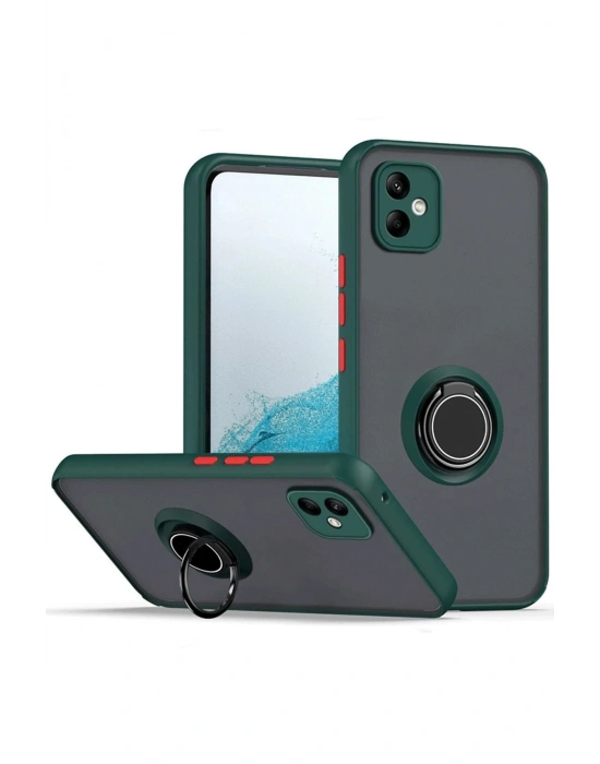 Newface Samsung Galaxy A06 Kılıf Montreal Yüzüklü Silikon Kapak - Yeşil