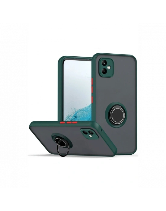 Newface Samsung Galaxy A06 Kılıf Montreal Yüzüklü Silikon Kapak - Yeşil