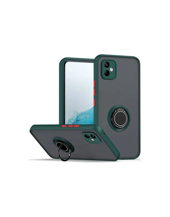 Newface Samsung Galaxy A06 Kılıf Montreal Yüzüklü Silikon Kapak - Yeşil