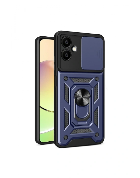 Newface Samsung Galaxy A06 Kılıf Pars Lens Yüzüklü Silikon - Lacivert