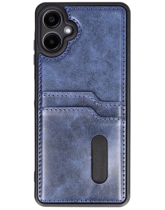 Newface Samsung Galaxy A06 Kılıf Sara Kartvizitli Deri Kılıf - Lacivert