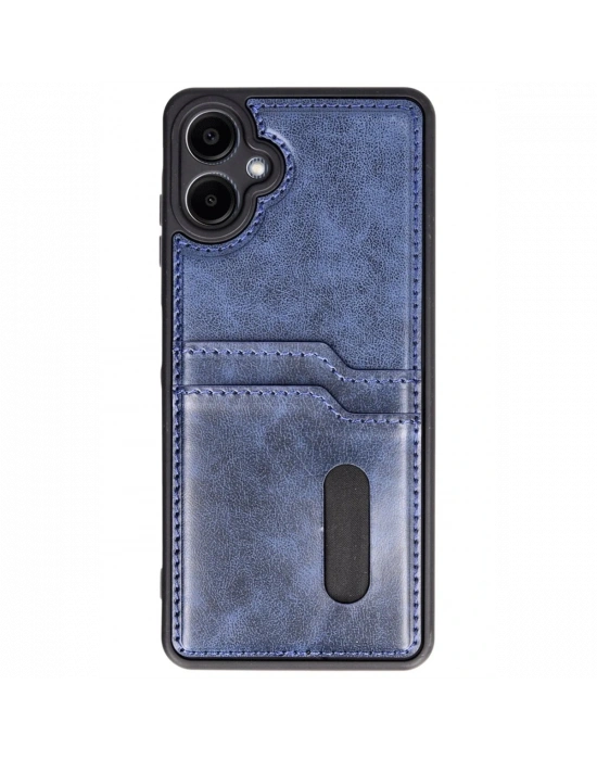 Newface Samsung Galaxy A06 Kılıf Sara Kartvizitli Deri Kılıf - Lacivert