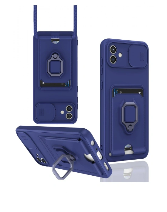 Newface Samsung Galaxy A06 Kılıf Zuma Kartvizitli Yüzüklü Silikon - Lacivert