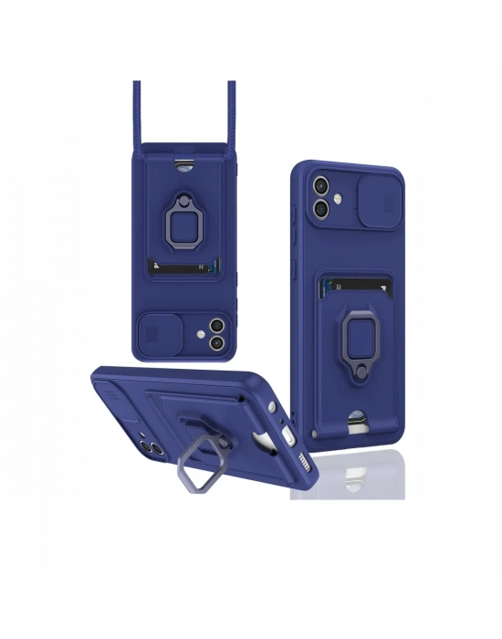 Newface Samsung Galaxy A06 Kılıf Zuma Kartvizitli Yüzüklü Silikon - Lacivert