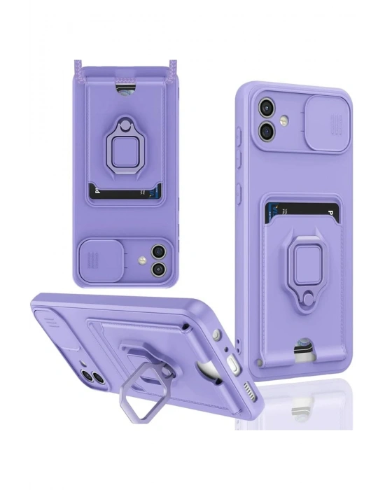 Newface Samsung Galaxy A06 Kılıf Zuma Kartvizitli Yüzüklü Silikon - Lila