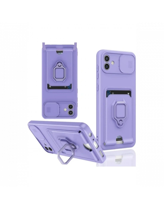 Newface Samsung Galaxy A06 Kılıf Zuma Kartvizitli Yüzüklü Silikon - Lila