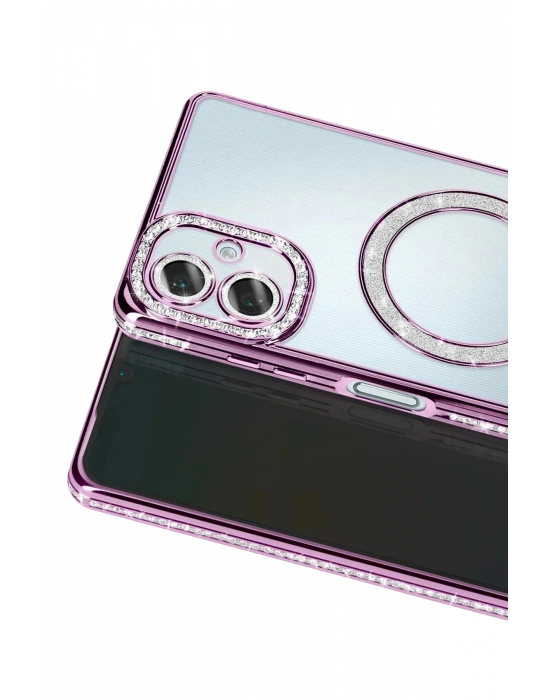 Newface Samsung Galaxy A07 4G Joke Simli Magneticsafe Kılıf - Derin Mor