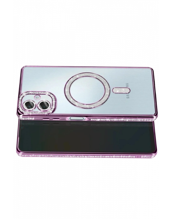 Newface Samsung Galaxy A07 4G Joke Simli Magneticsafe Kılıf - Derin Mor