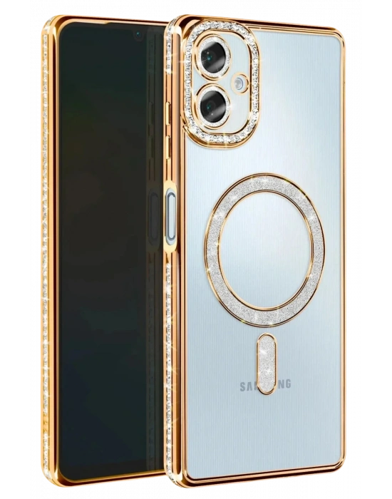 Newface Samsung Galaxy A07 4G Joke Simli Magneticsafe Kılıf - Gold