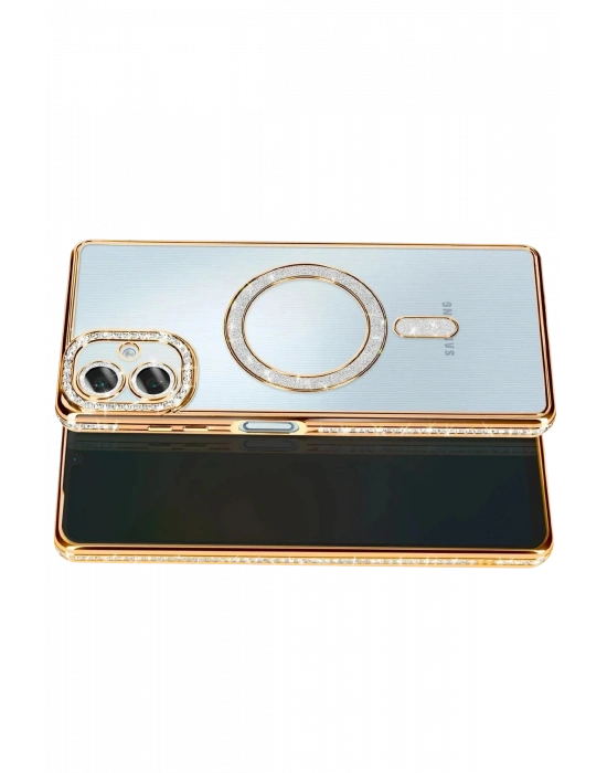 Newface Samsung Galaxy A07 4G Joke Simli Magneticsafe Kılıf - Gold