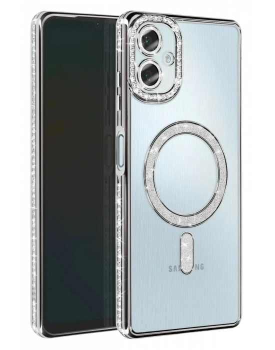 Newface Samsung Galaxy A07 4G Joke Simli Magneticsafe Kılıf - Gümüş