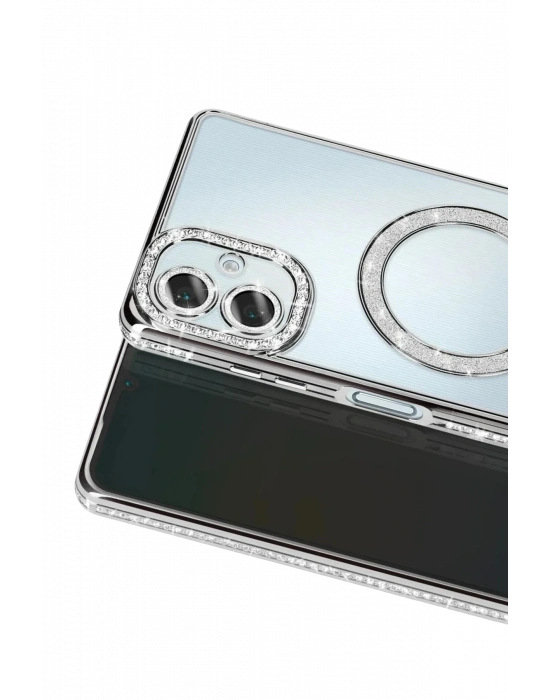 Newface Samsung Galaxy A07 4G Joke Simli Magneticsafe Kılıf - Gümüş