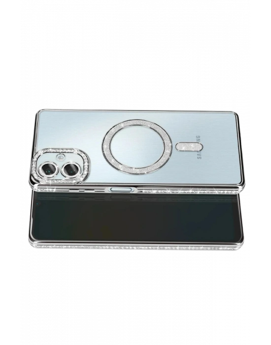 Newface Samsung Galaxy A07 4G Joke Simli Magneticsafe Kılıf - Gümüş